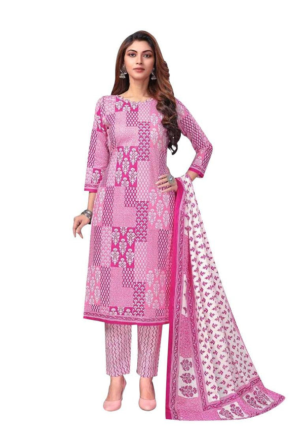 Ladyline Jaipur Cotton Ethnic Printed Salwar Kameez Suit with Cotton Dupatta and Pants