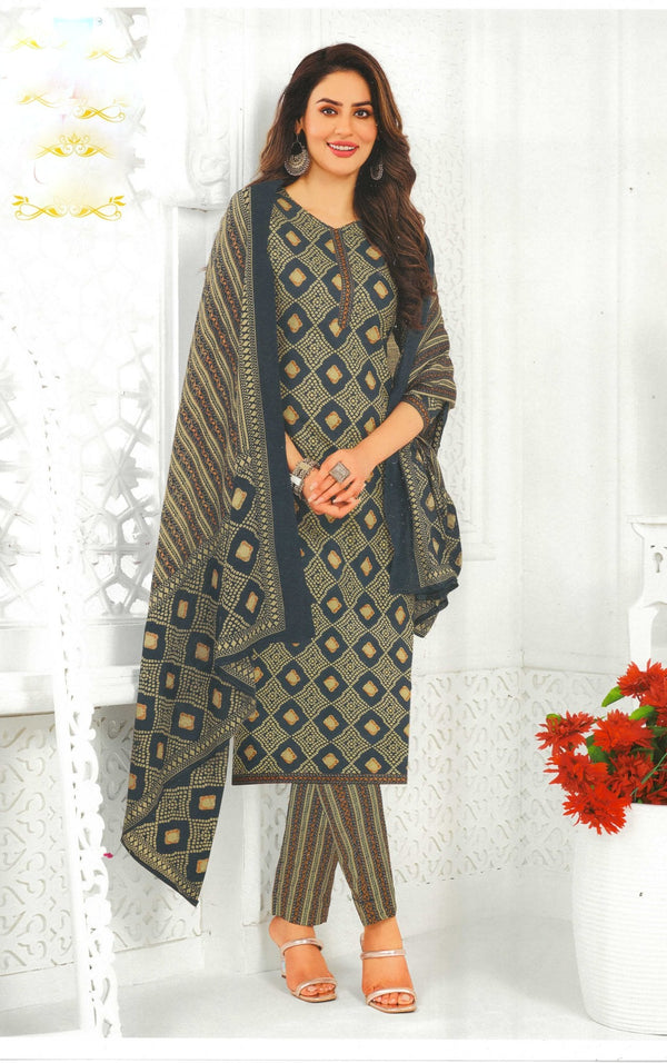 Ladyline Traditional Jaipuri Printed Cotton Salwar Kameez Suit Indian Pakistani Casual Ethnic Dress