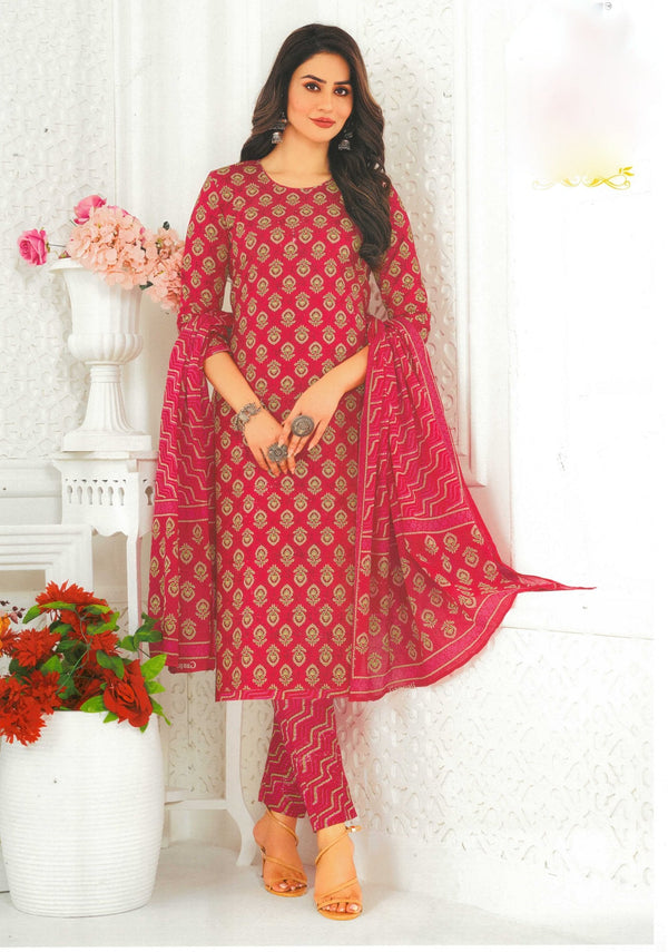 Ladyline Traditional Jaipuri Printed Cotton Salwar Kameez Suit Indian Pakistani Casual Ethnic Dress