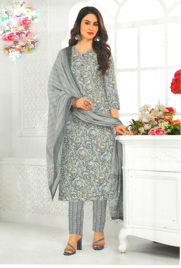 Ladyline Traditional Jaipuri Printed Cotton Salwar Kameez Suit Indian Pakistani Casual Ethnic Dress