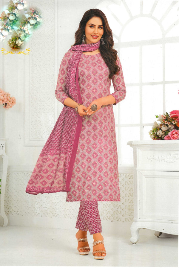 Ladyline Traditional Jaipuri Printed Cotton Salwar Kameez Suit Indian Pakistani Casual Ethnic Dress