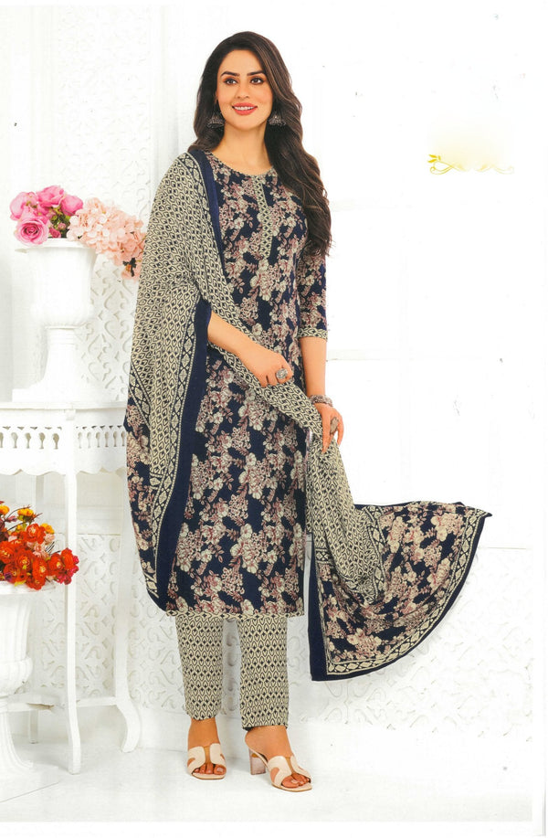 Ladyline Traditional Jaipuri Printed Cotton Salwar Kameez Suit Indian Pakistani Casual Ethnic Dress