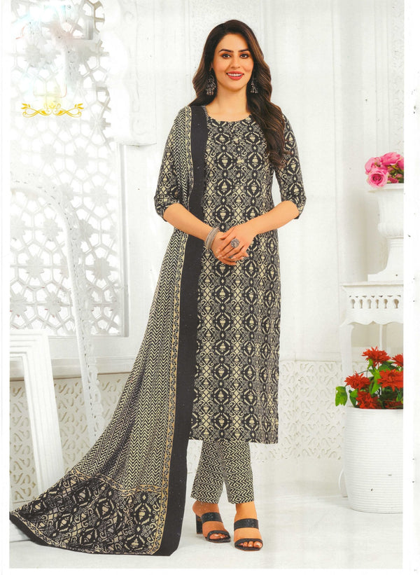 Ladyline Traditional Jaipuri Printed Cotton Salwar Kameez Suit Indian Pakistani Casual Ethnic Dress