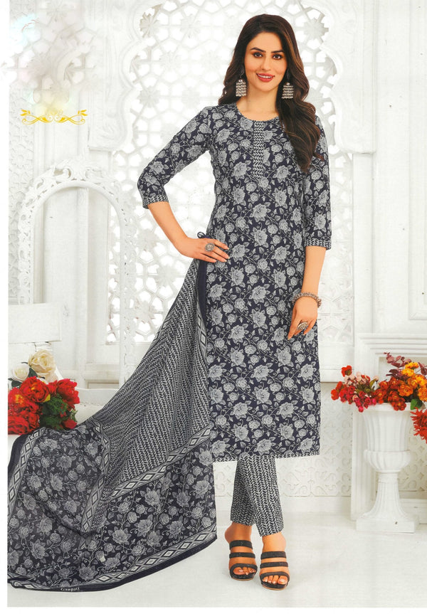 Ladyline Traditional Jaipuri Printed Cotton Salwar Kameez Suit Indian Pakistani Casual Ethnic Dress