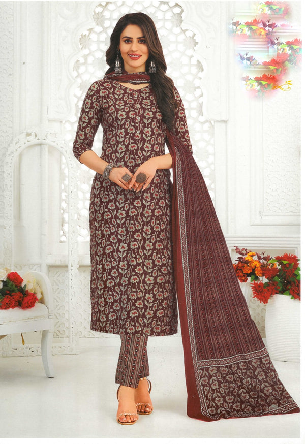 Ladyline Traditional Jaipuri Printed Cotton Salwar Kameez Suit Indian Pakistani Casual Ethnic Dress