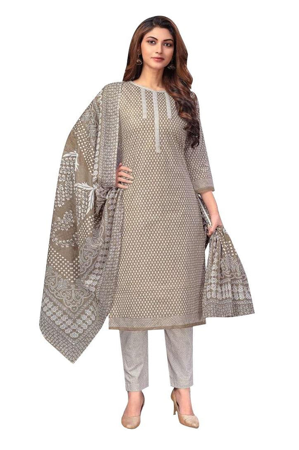 Ladyline Jaipur Cotton Ethnic Printed Salwar Kameez Suit with Cotton Dupatta and Pants