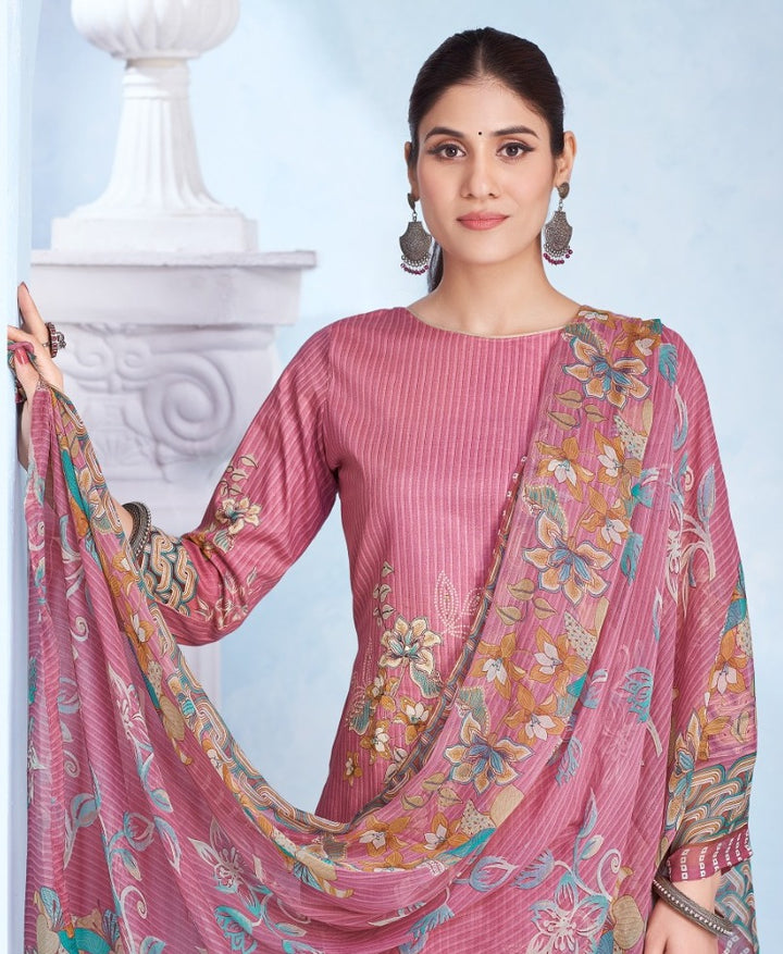 Ladyline Womens Cotton Printed Salwar Kameez Set with Chiffon Dupatta | Floral Designs Ethnic Suit with Pants | Casual Daily & Festive Wear