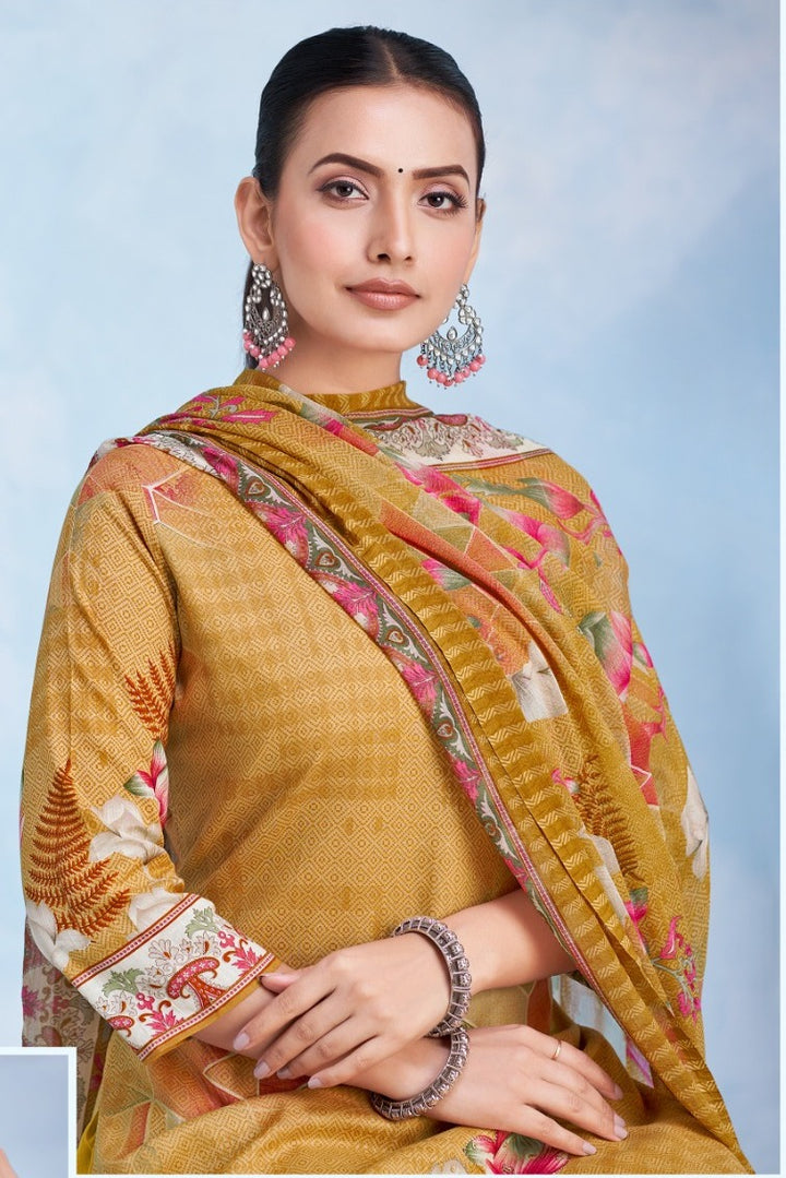 Ladyline Womens Cotton Printed Salwar Kameez Set with Chiffon Dupatta | Floral Designs Ethnic Suit with Pants | Casual Daily & Festive Wear