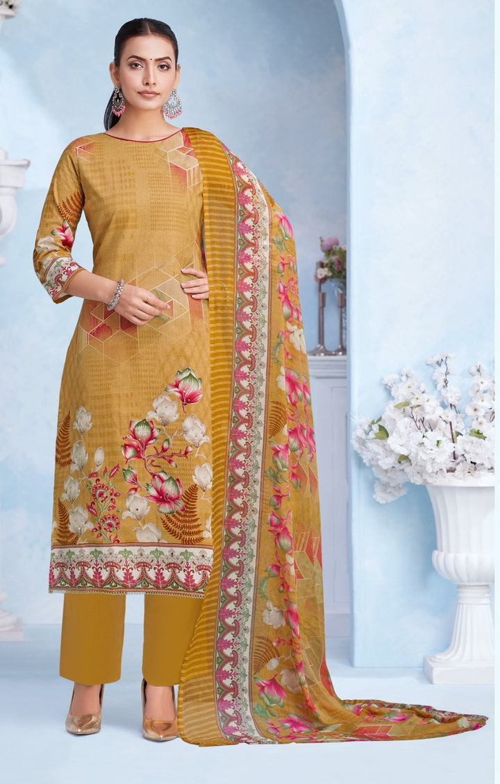 Ladyline Womens Cotton Printed Salwar Kameez Set with Chiffon Dupatta | Floral Designs Ethnic Suit with Pants | Casual Daily & Festive Wear
