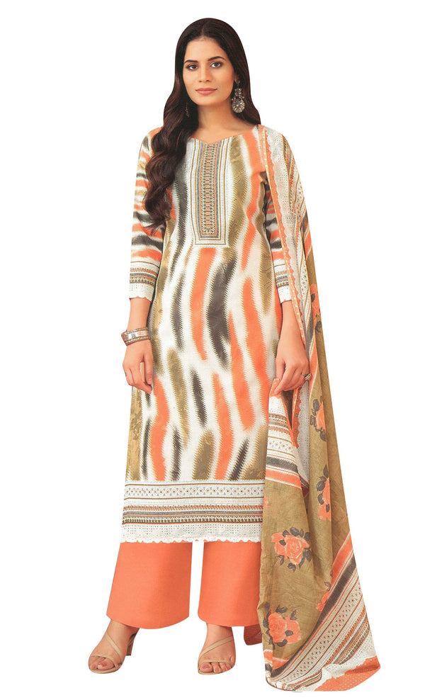 Ladyline Casual Women's Cotton Salwar Kameez - Fancy Printed with Palazzo and Lawn Dupatta  CPSK