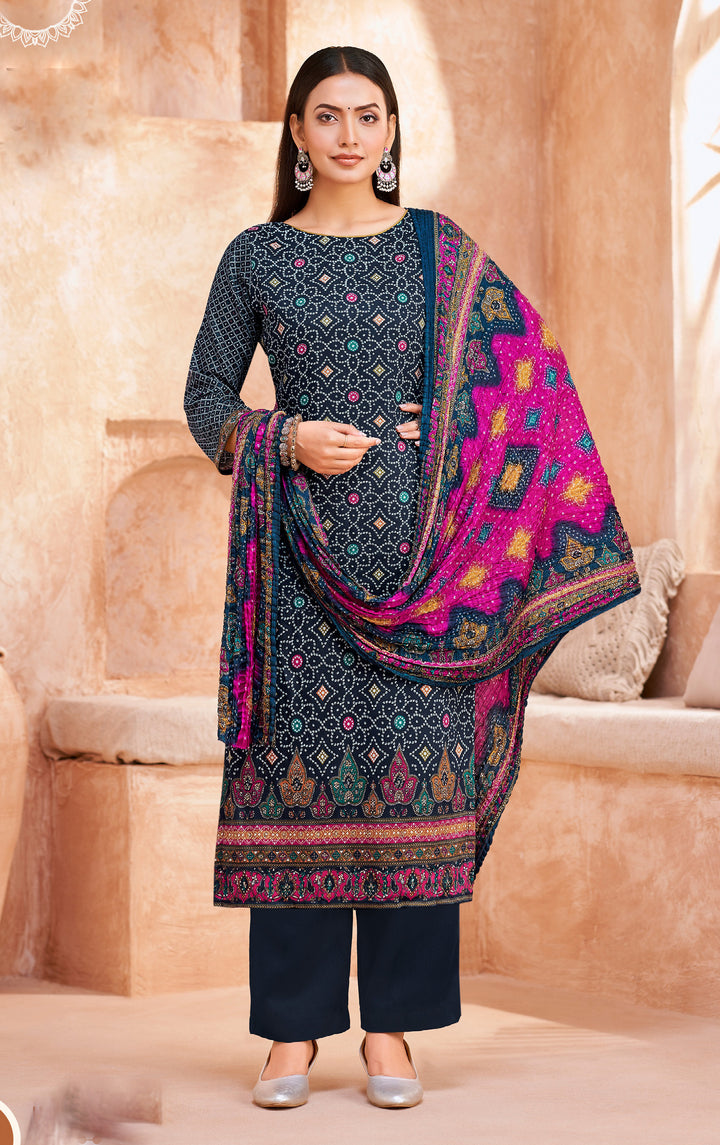 Ladyline Womens Cotton Salwar Kameez | Ethnic Bandhani Style Printed | Kurta Set with Palazzo Pants & Dupatta - Highlight work - Indian Dress
