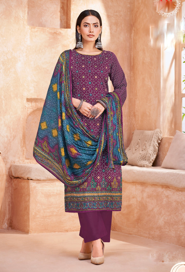 Ladyline Womens Cotton Salwar Kameez | Ethnic Bandhani Style Printed | Kurta Set with Palazzo Pants & Dupatta - Highlight work - Indian Dress