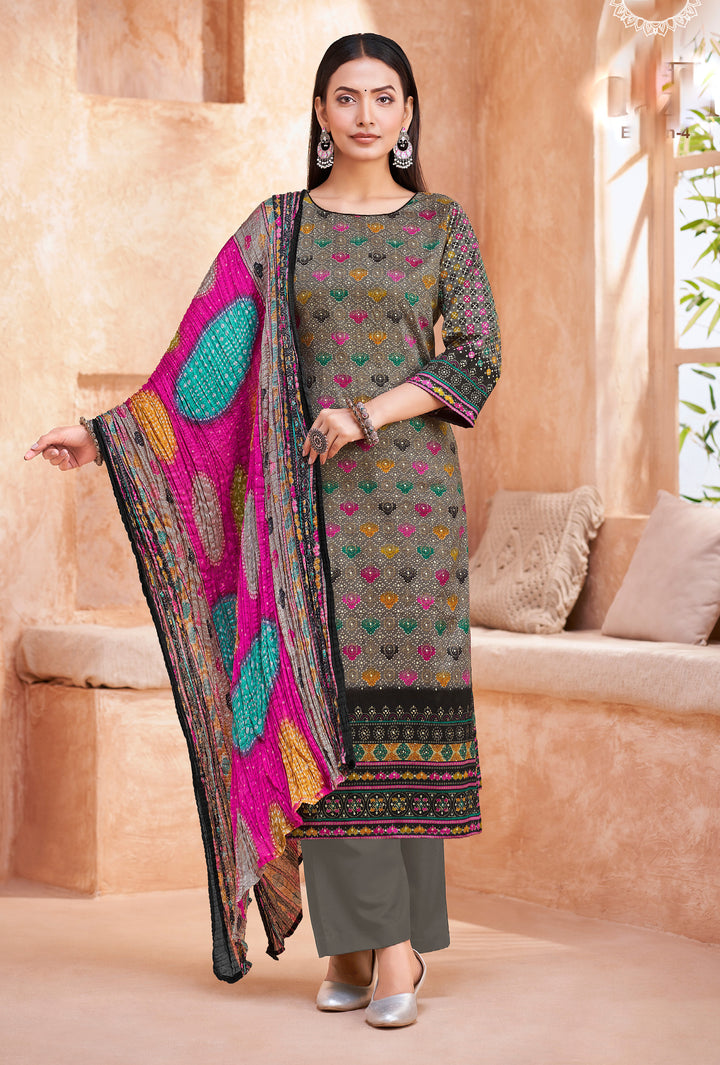 Ladyline Womens Cotton Salwar Kameez | Ethnic Bandhani Style Printed | Kurta Set with Palazzo Pants & Dupatta - Highlight work - Indian Dress