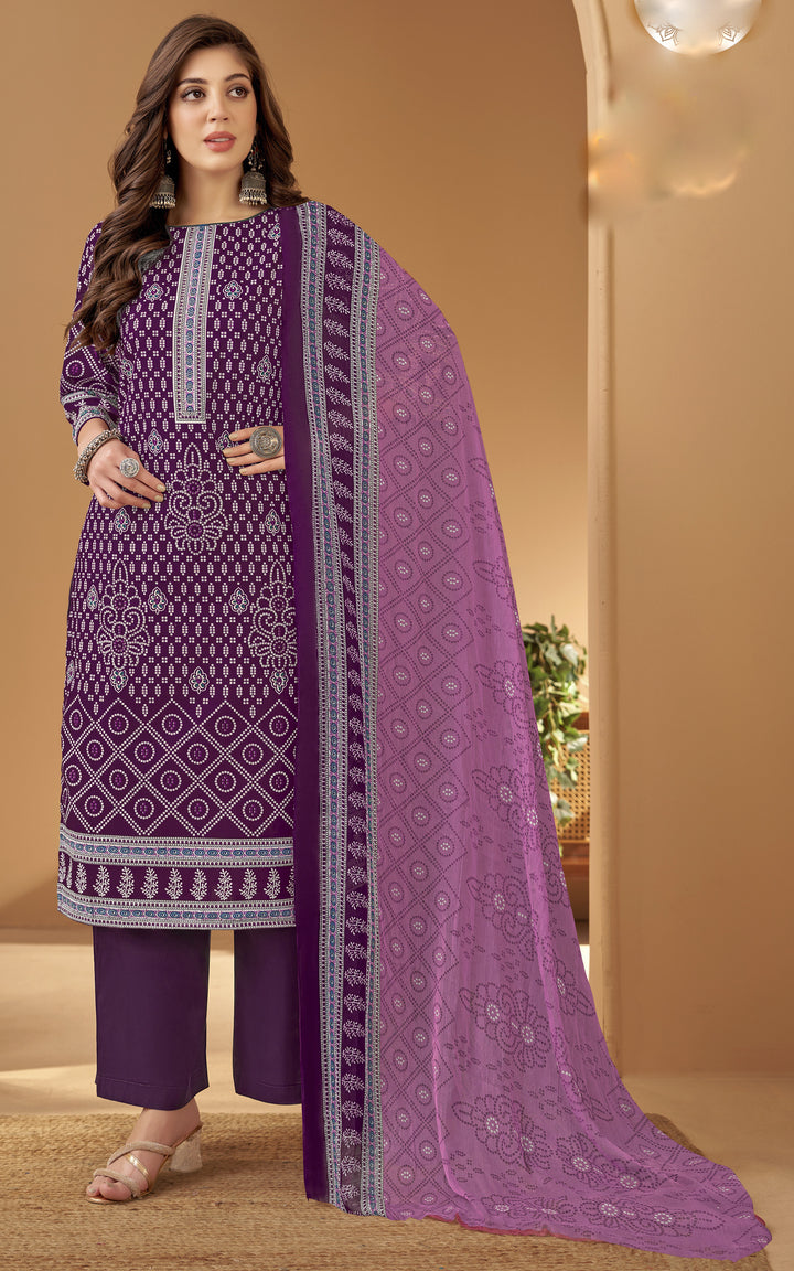Ladyline Womens Cotton Bandhani Printed Salwar Kameez Set with Chiffon Dupatta | Traditional Indian Ethnic Suit with Pants | Casual & Festive Wear
