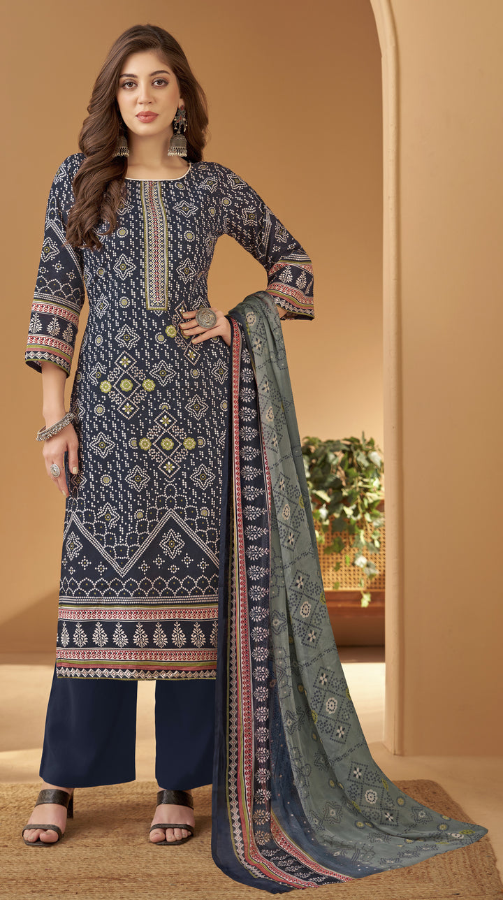 Ladyline Womens Cotton Bandhani Printed Salwar Kameez Set with Chiffon Dupatta | Traditional Indian Ethnic Suit with Pants | Casual & Festive Wear