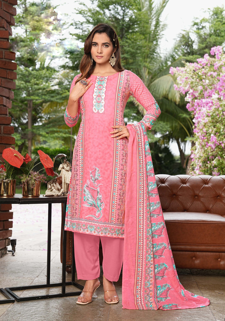 Ladyline Womens Casual Cool Cotton Salwar Kameez Ethnic Printed Palazzo Pants Indian Pakistani Dress