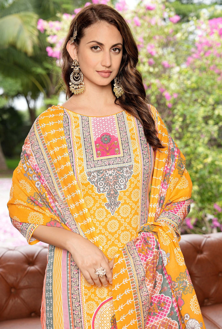 Ladyline Womens Casual Cool Cotton Salwar Kameez Ethnic Printed Palazzo Pants Indian Pakistani Dress