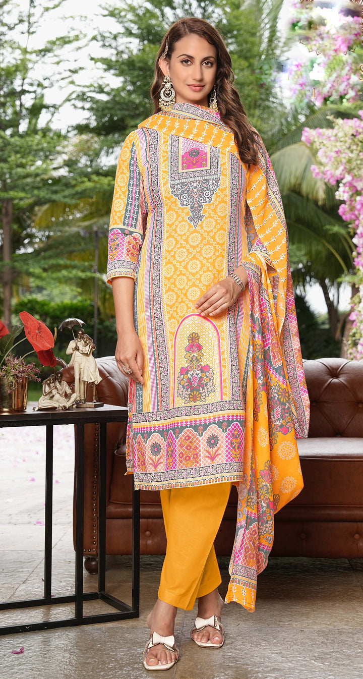 Ladyline Womens Casual Cool Cotton Salwar Kameez Ethnic Printed Palazzo Pants Indian Pakistani Dress