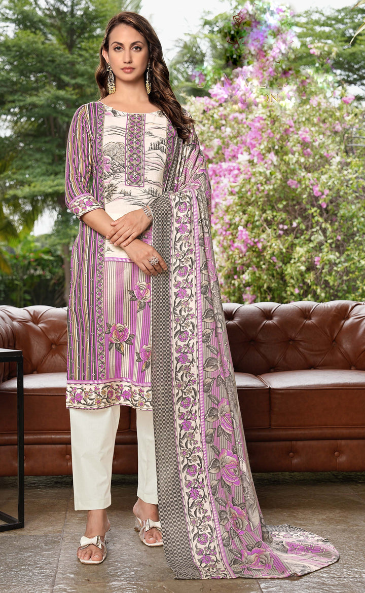 Ladyline Womens Casual Cool Cotton Salwar Kameez Ethnic Printed Palazzo Pants Indian Pakistani Dress