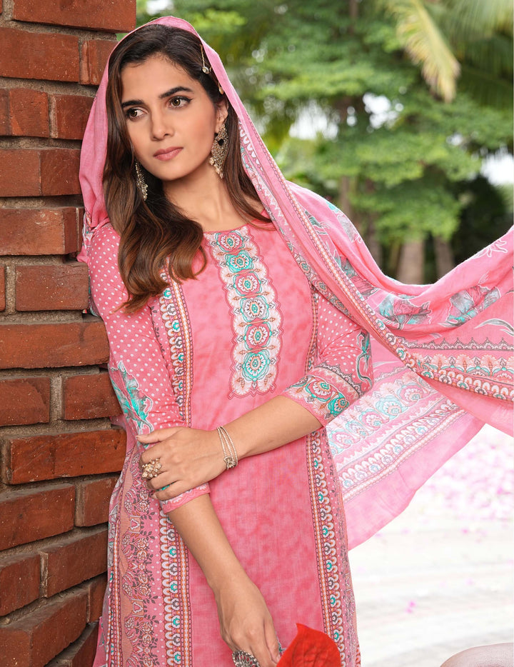 Ladyline Womens Casual Cool Cotton Salwar Kameez Ethnic Printed Palazzo Pants Indian Pakistani Dress