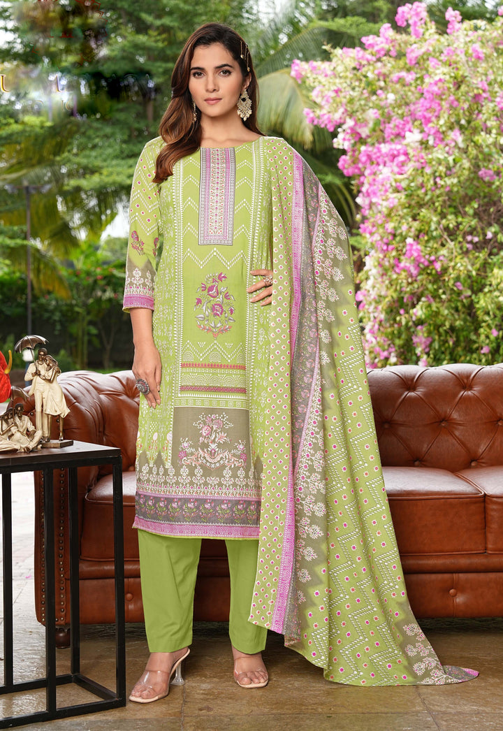 Ladyline Womens Casual Cool Cotton Salwar Kameez Ethnic Printed Palazzo Pants Indian Pakistani Dress