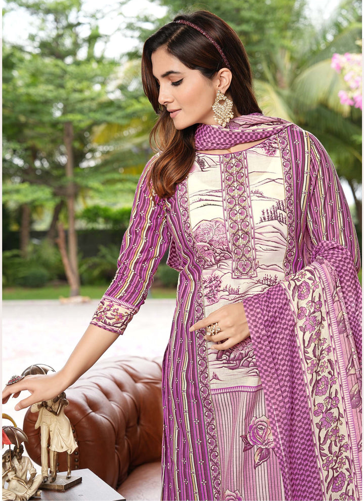 Ladyline Womens Casual Cool Cotton Salwar Kameez Ethnic Printed Palazzo Pants Indian Pakistani Dress