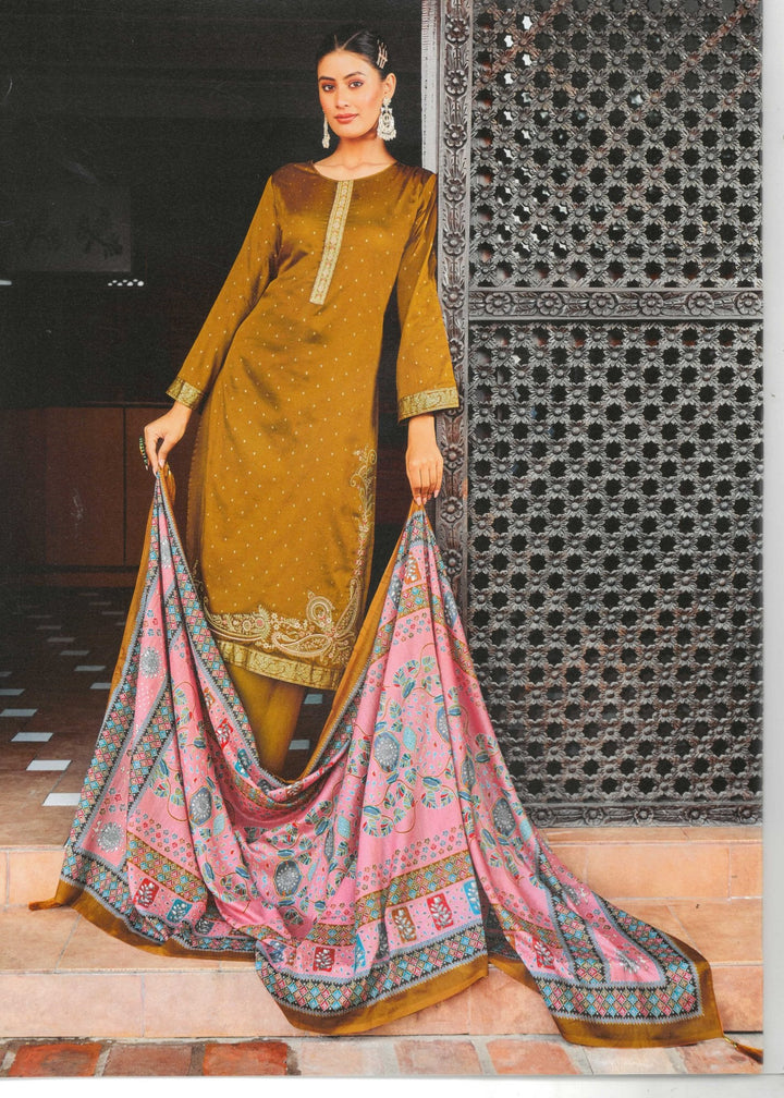 Ladyline Formal Wear Salwar Kameez | Cotton Sateen Embroidered | Silk Printed Dupatta