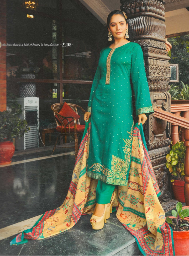 Ladyline Formal Wear Salwar Kameez | Cotton Sateen Embroidered | Silk Printed Dupatta