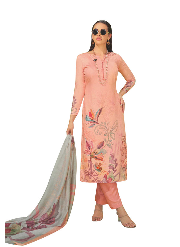 Ladyline Glaze Quality Cotton Digital Printed Saroski Salwar Kameez Suit with Pure Chiffon Dupatta