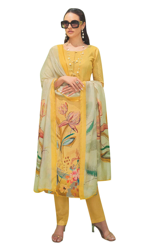 Ladyline Glaze Quality Cotton Digital Printed Saroski Salwar Kameez Suit with Pure Chiffon Dupatta