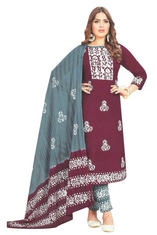 Ladyline Casual 100% Cotton Printed Salwar Kameez Suit with Pyor Chiffon Dupatta (CPSK SNAI850)