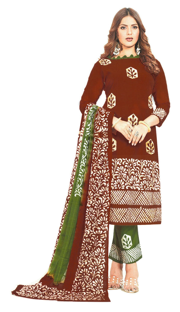 Ladyline Casual 100% Cotton Printed Salwar Kameez Suit with Pyor Chiffon Dupatta (CPSK SNAI850)