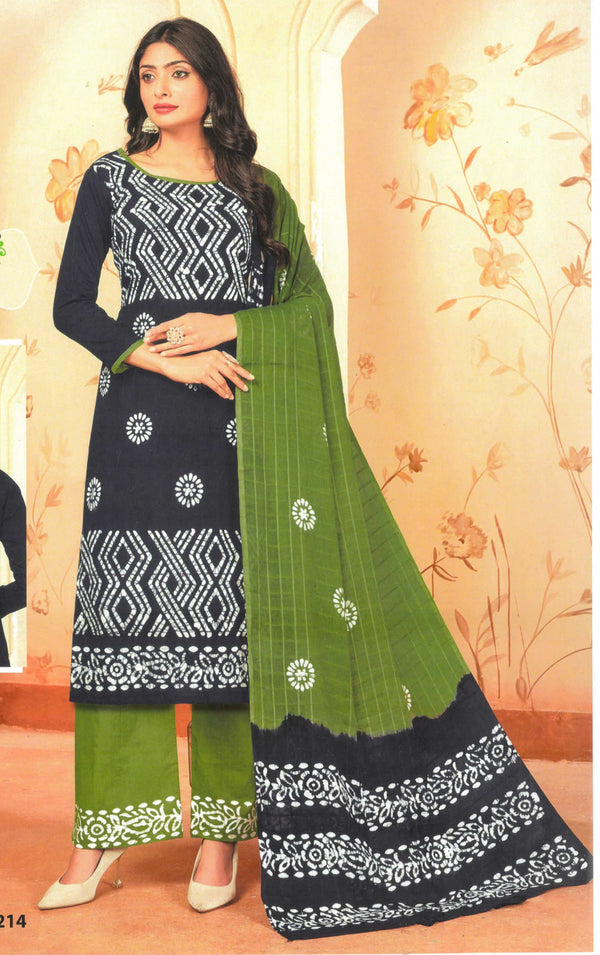 Ladyline 100% Cotton Batik Printed Salwar Kameez – Ethnic Kurta with Pants Set | Mal Cotton Dupatta | Traditional Indian Pakistani Dress