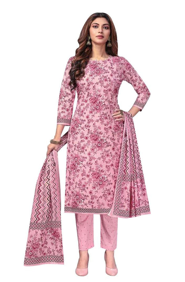 Ladyline Jaipur Cotton Ethnic Printed Salwar Kameez Suit with Cotton Dupatta and Pants