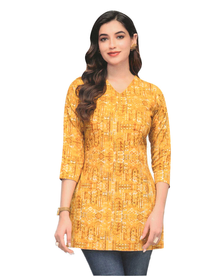 Ladyline Casual Cotton Printed Tunic Top Blouse for Womens Short Kurti Ethnic Print