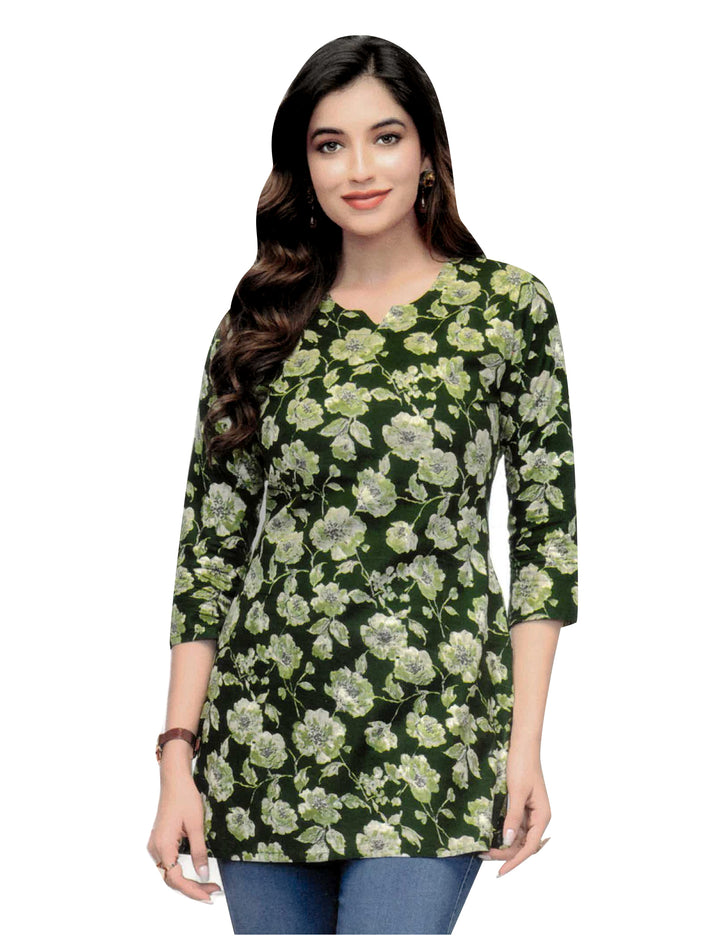 Ladyline Casual Cotton Printed Tunic Top Blouse for Womens Short Kurti Ethnic Print
