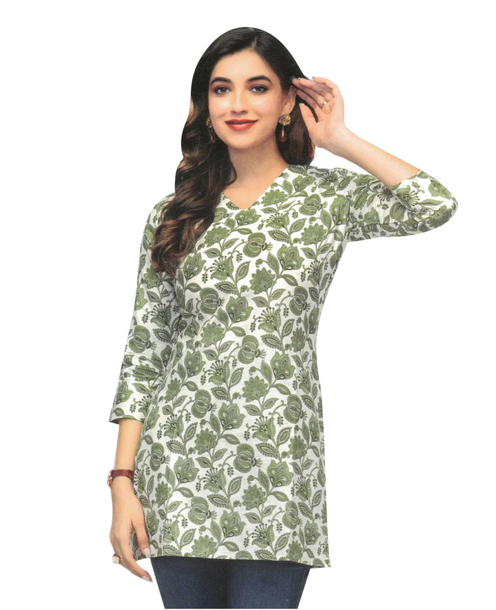 Ladyline Casual Cotton Printed Tunic Top Blouse for Womens Short Kurti Ethnic Print