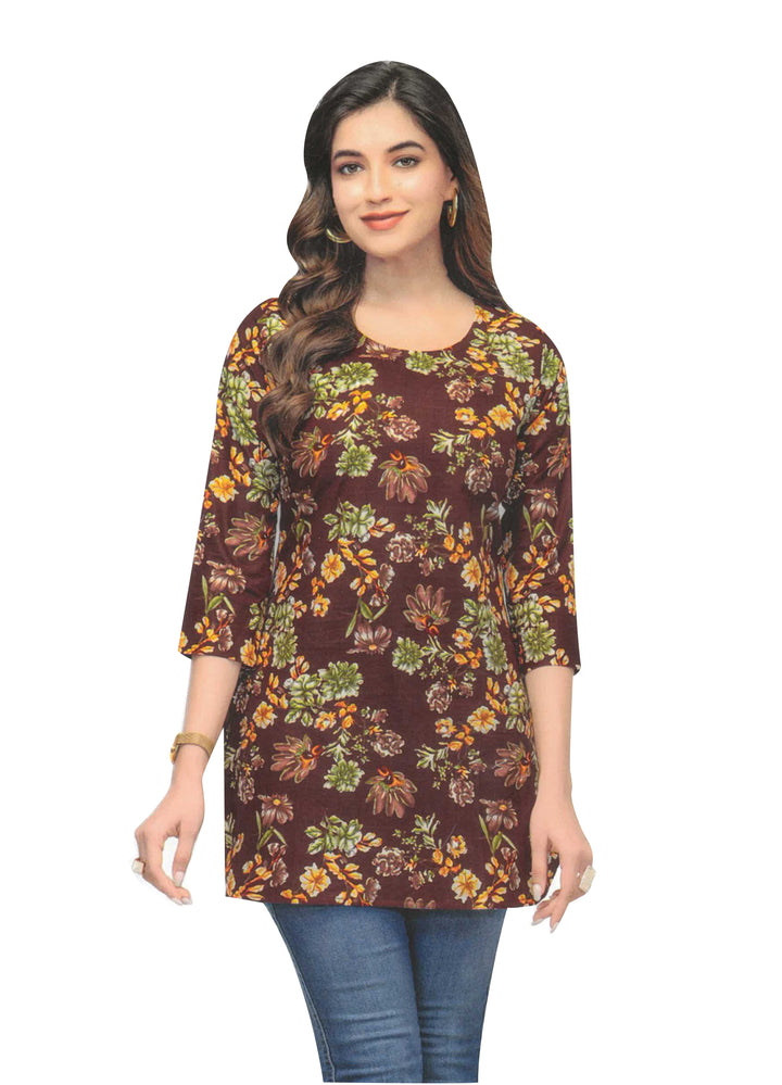 Ladyline Casual Cotton Printed Tunic Top Blouse for Womens Short Kurti Ethnic Print
