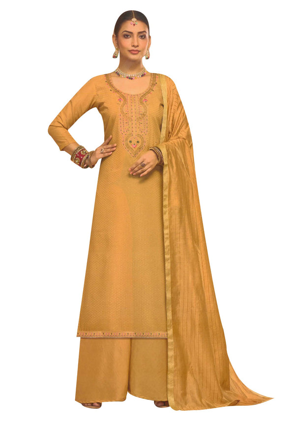 ladyline Rayon Jacquard Embroidered Salwar Kameez with Maslin Silk Sequins Dupatta (SESK MGT1095)