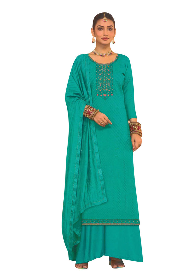 ladyline Rayon Jacquard Embroidered Salwar Kameez with Maslin Silk Sequins Dupatta (SESK MGT1095)