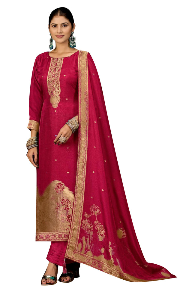 Brocade Jacquard Silk Salwar Kameez with Hand work