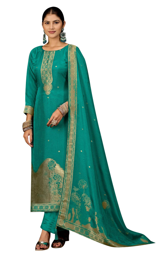 Brocade Jacquard Silk Salwar Kameez with Hand work