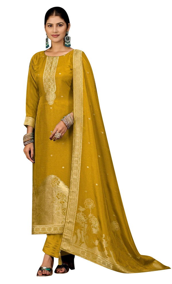 Brocade Jacquard Silk Salwar Kameez with Hand work