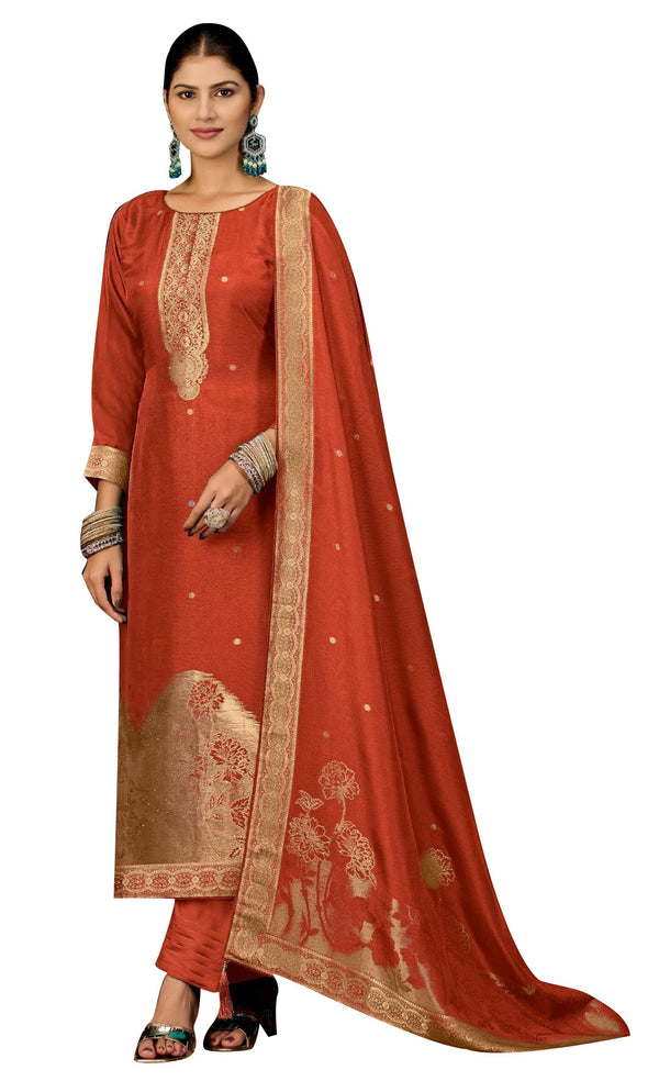 Brocade Jacquard Silk Salwar Kameez with Hand work