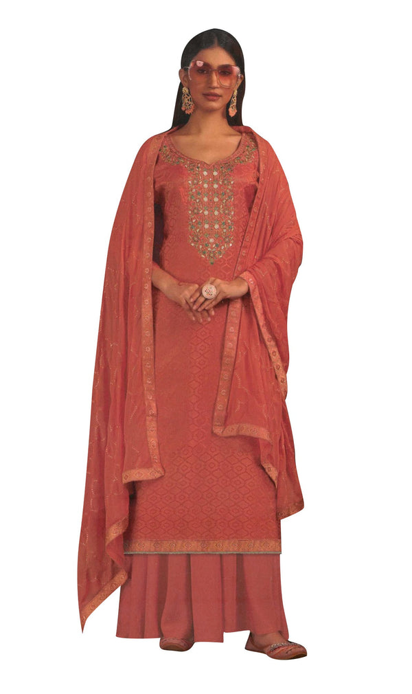 ladyline Partywear Shimmer Jacquard Silk Salwar Kameez Hand Work Embroidered Womens Dress