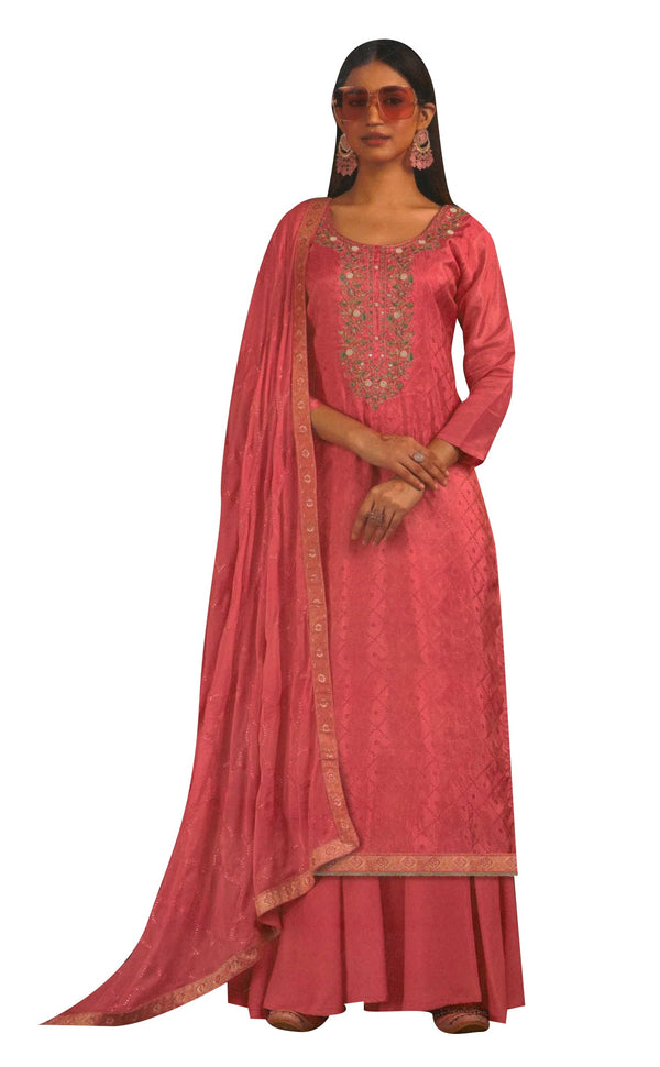 ladyline Partywear Shimmer Jacquard Silk Salwar Kameez Hand Work Embroidered Womens Dress