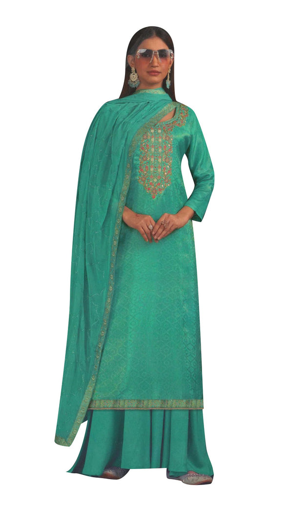 ladyline Partywear Shimmer Jacquard Silk Salwar Kameez Hand Work Embroidered Womens Dress