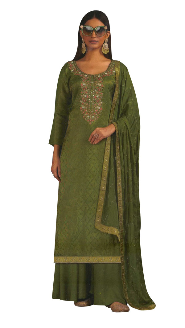 ladyline Partywear Shimmer Jacquard Silk Salwar Kameez Hand Work Embroidered Womens Dress