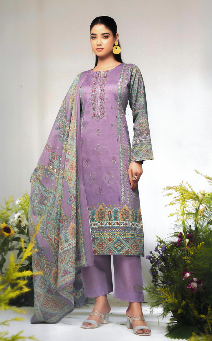 Ladyline Women's Formal Cotton Salwar Kameez Set with Kalamkari Print & Kashmiri Embroidery – Ethnic Indian Palazzo Kurta Suit Set with Printed Dupatta