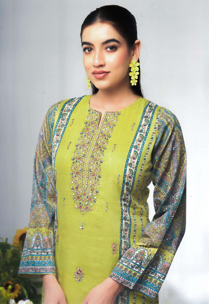 Ladyline Women's Formal Cotton Salwar Kameez Set with Kalamkari Print & Kashmiri Embroidery – Ethnic Indian Palazzo Kurta Suit Set with Printed Dupatta